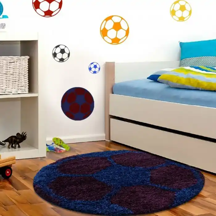 Značkový Dětský koberec Fun shaggy 6001 navy - kulatý 100 cm průměr