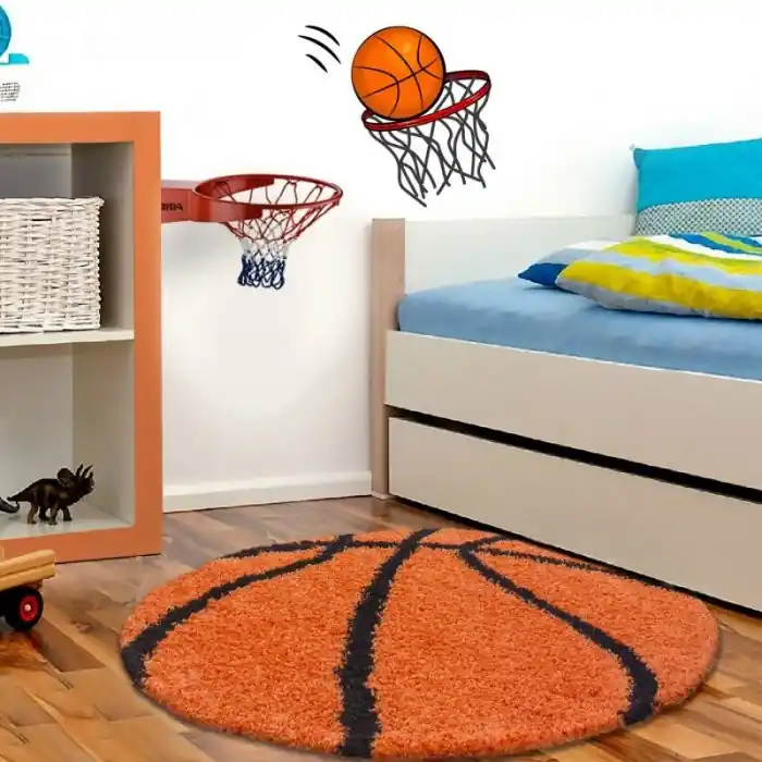 Časově Omezené Dětský koberec Fun shaggy 6001 orange - kulatý 100 cm průměr