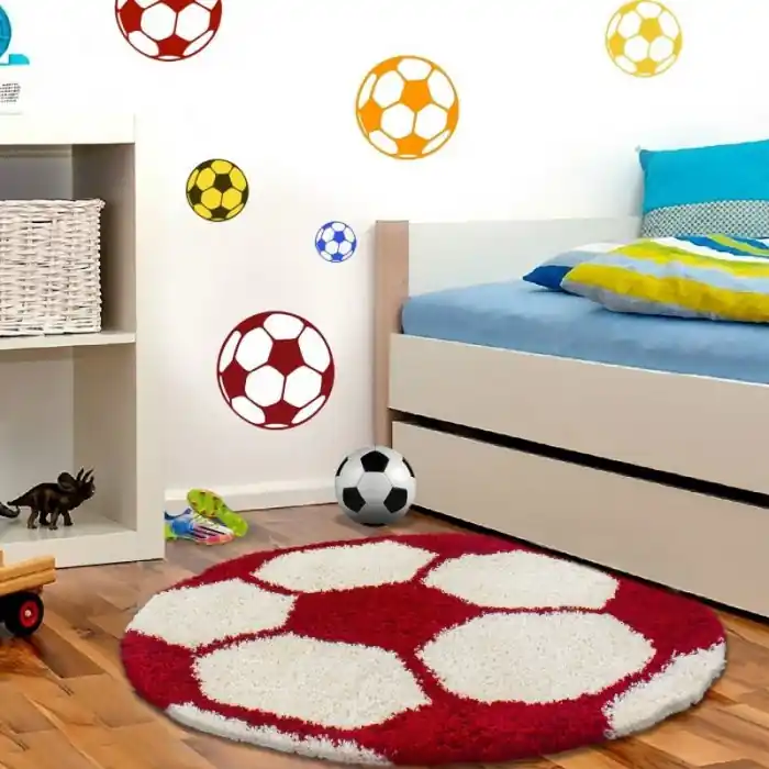 Horká Nabídka Dětský koberec Fun shaggy 6001 red - kulatý 120 cm průměr