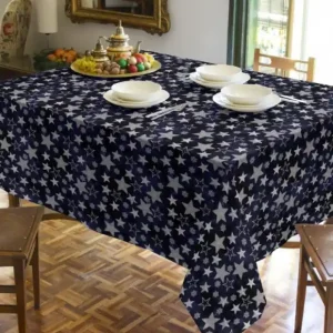 Cenová Bomba Vánoční ubrus modrý Stříbrné hvězdy 85x85 cm