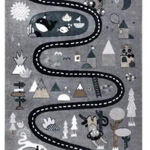 Rychlé Dodání Dětský kusový koberec Fun Route Street animals grey