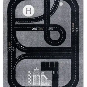 Dětský kusový koberec Fun Track grey Levný