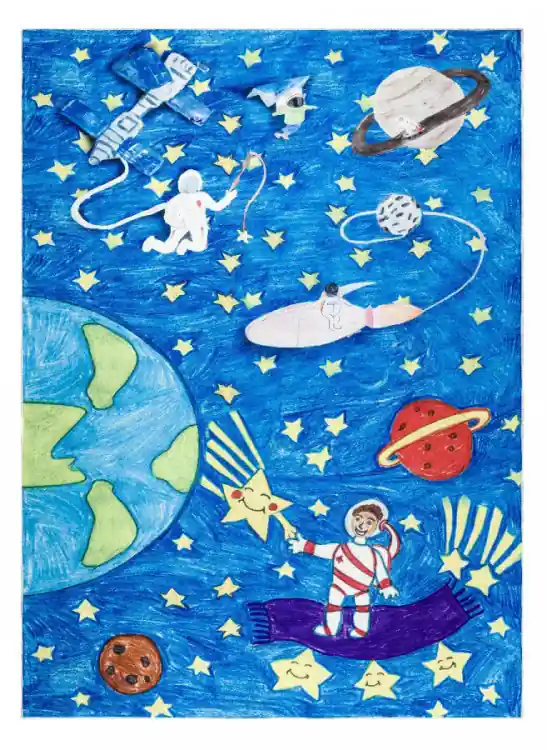 Hit Sezóny Dětský kusový koberec Bambino 2265 Rocket Space blue