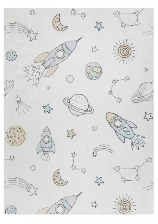 Dětský kusový koberec Bambino 1278 Space rocket cream Horká Nabídka
