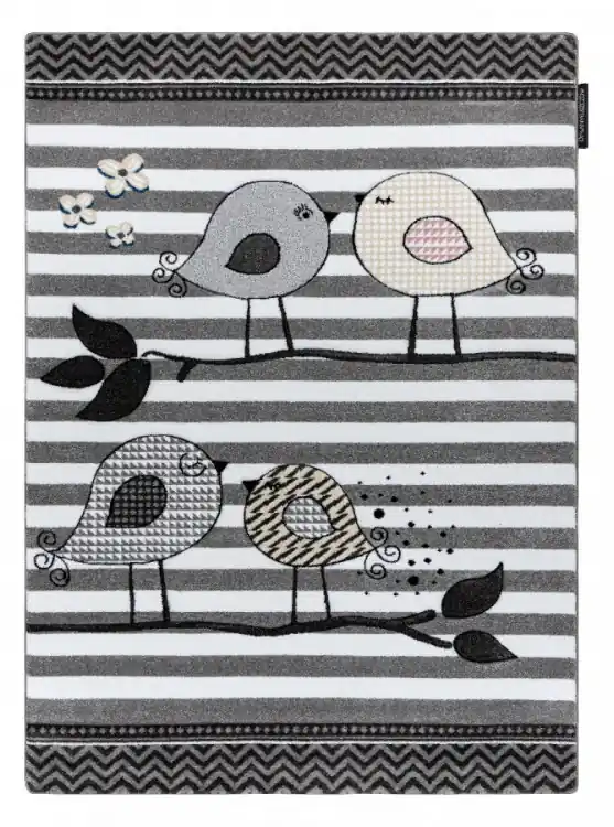 Dětský kusový koberec Petit C549 Birds grey Expresní Doručení