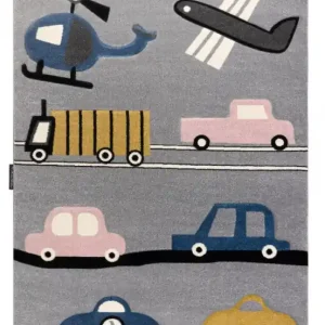 Dětský kusový koberec Petit Toys cars grey Levný