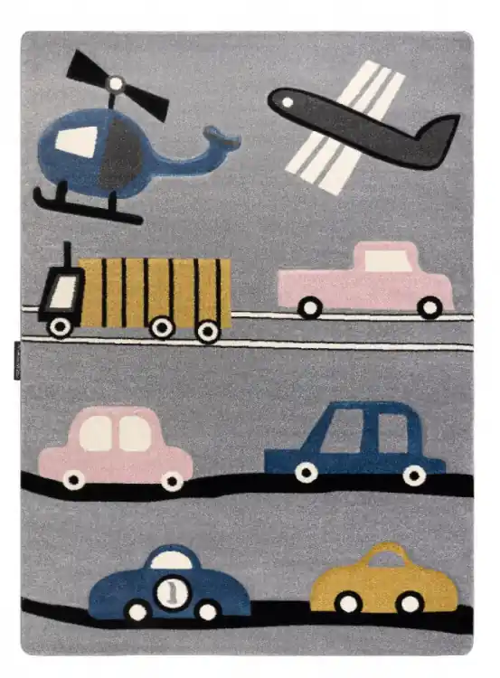Dětský kusový koberec Petit Toys cars grey Levný