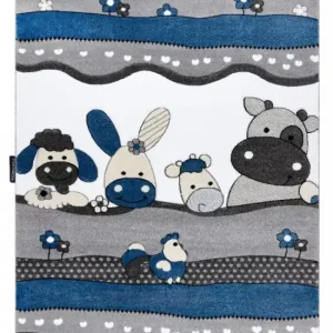 Ověřený Dětský kusový koberec Petit Farm animals blue