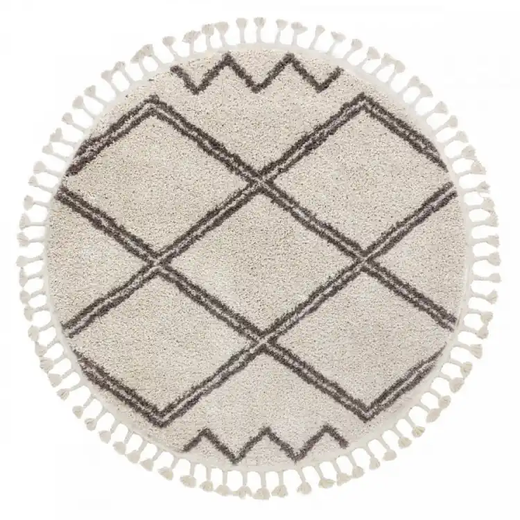 Kusový koberec Berber Asila cream and brown kruh Časově Omezené