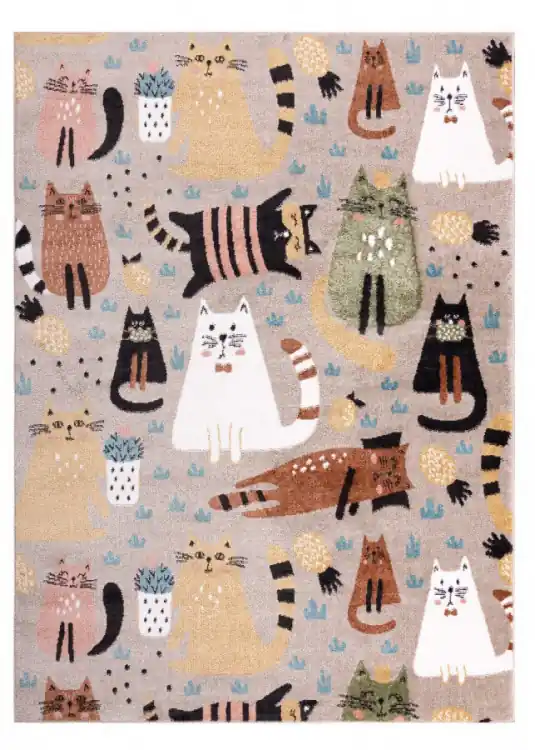 Tovární Cena Dětský kusový koberec Fun Kittens Cats beige