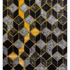 Kusový koberec Gloss 400B 86 3D geometric black/gold Objednat Nyní