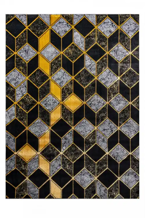 Kusový koberec Gloss 400B 86 3D geometric black/gold Objednat Nyní