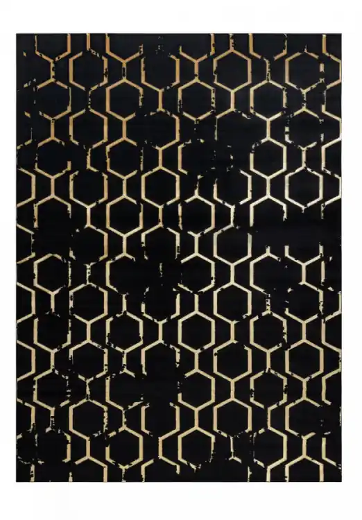 Kusový koberec Gloss 407C 86 black/gold Výprodej