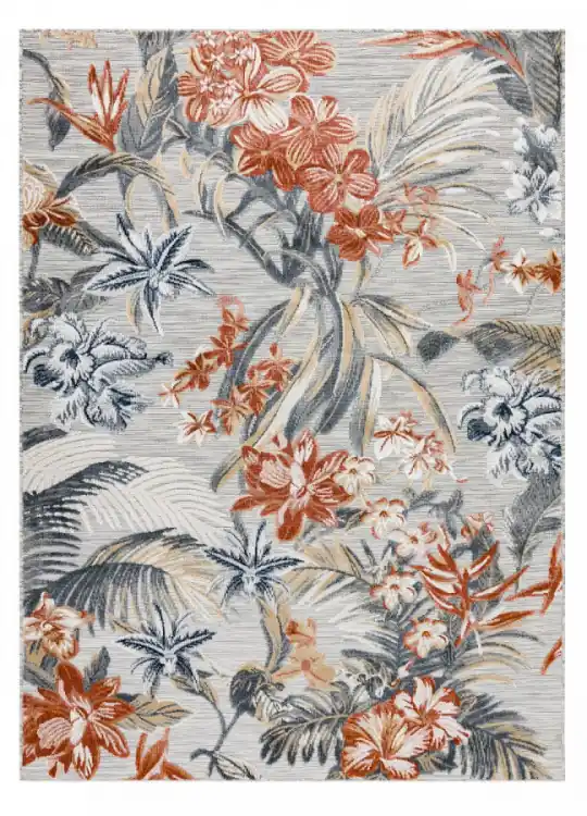 Nejlepší Volba Kusový koberec Botanic 65262 flowers grey – na ven i na doma