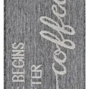 Finální Výprodej Běhoun Cucina Life Begins After Coffee 105627 Grey Cream