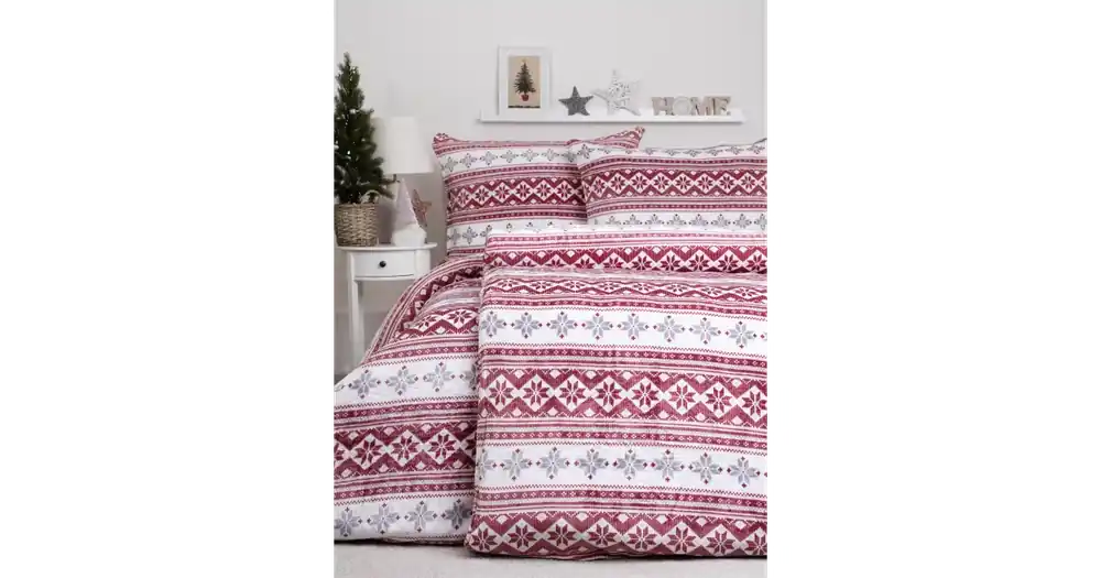 Prodloužené povlečení mikroplyš Exclusive - Winter červené Cenově Výhodný
