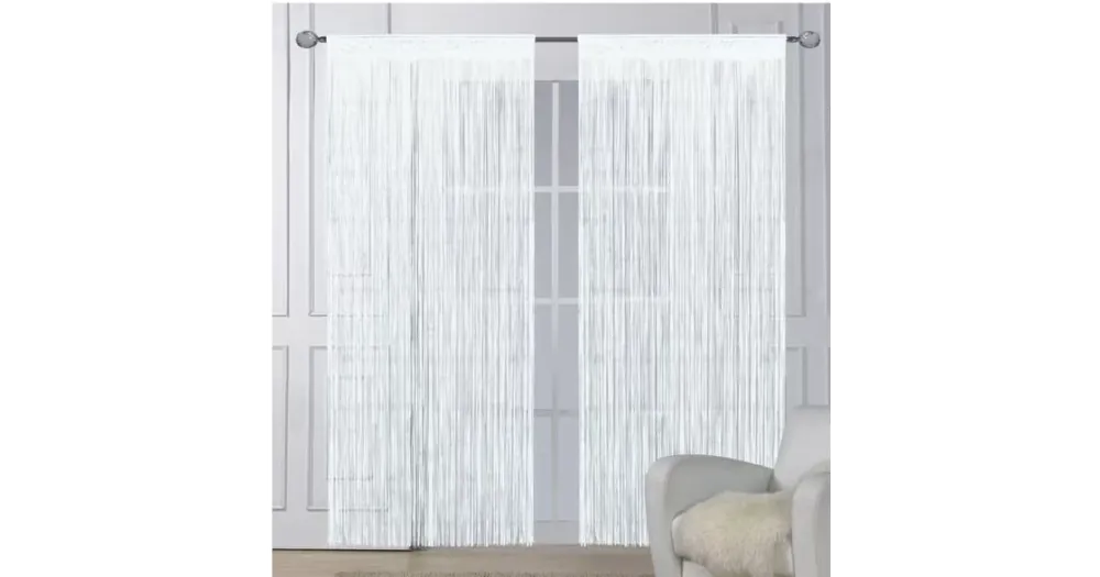 Provázkové záclony bílé (2 ks) – 150 × 180 cm Oblíbený
