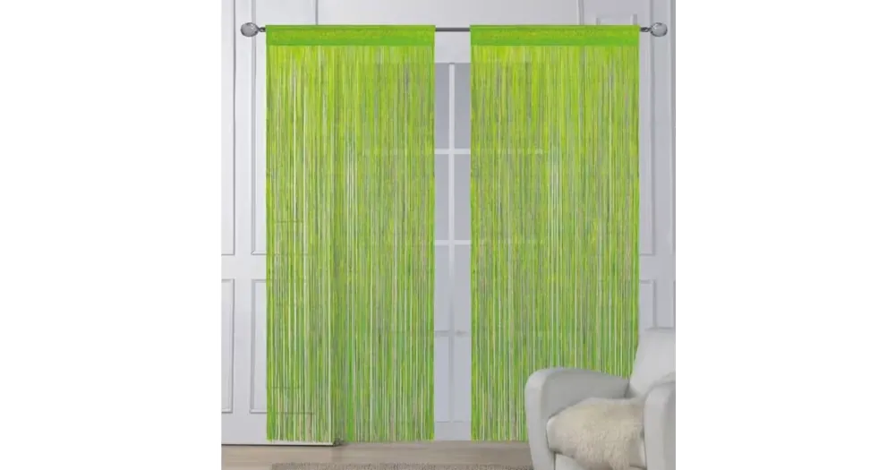 Přímo Od Výrobce Provázkové záclony limetkové – 150 × 250 cm (2 ks)