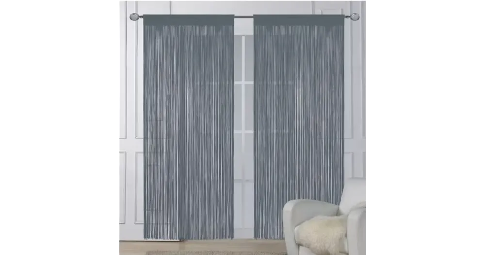 Provázkové záclony šedé (2 ks) – 150 × 250 cm Pouze Dnes