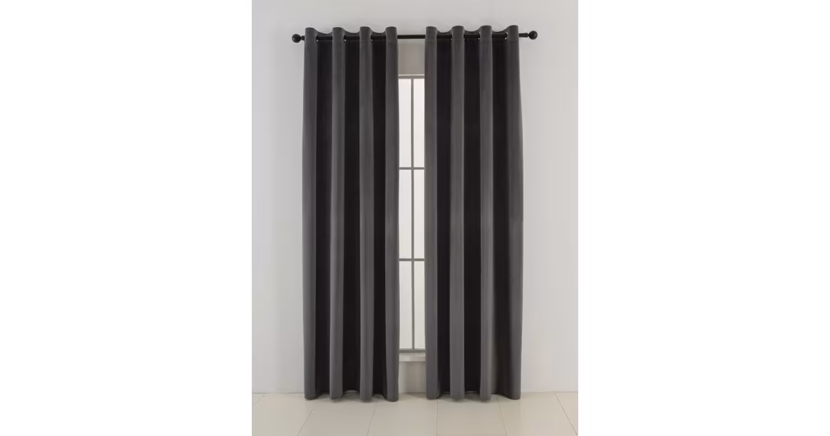 Sametové zatemňovací závěsy Cesar tmavě šedé - 140 x 250 cm (2ks) - kroužky Oblíbený