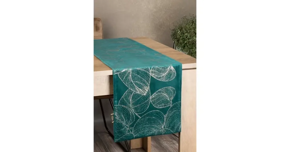 Bezpečná Platba Sametový běhoun na stůl Blink16 35 × 140 cm - tmavě tyrkysový