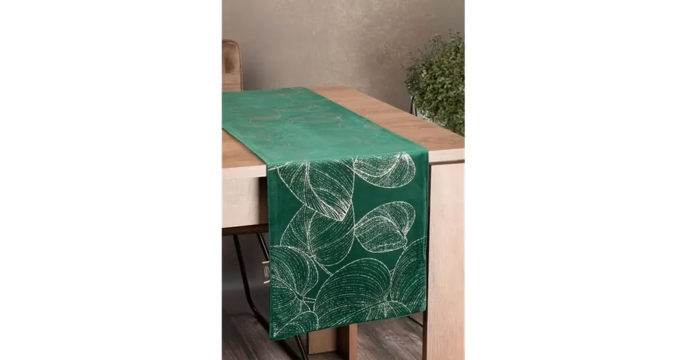 Sametový běhoun na stůl Blink16 35 × 140 cm - tmavě zelený Poslední Šance