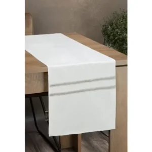 Sametový běhoun na stůl Glen 35 × 140 cm - bílý Levný