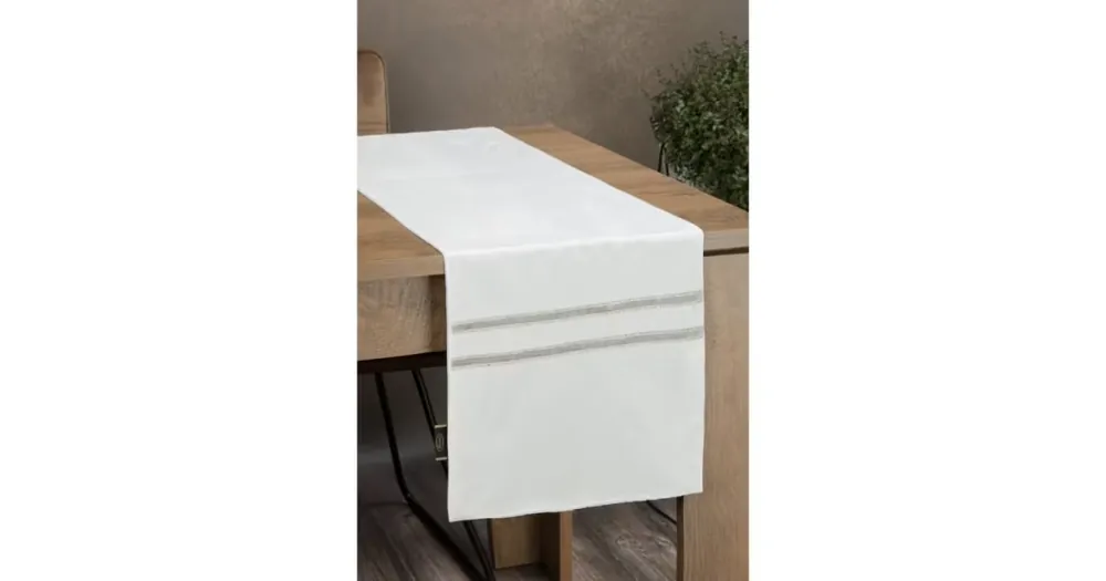 Sametový běhoun na stůl Glen 35 × 140 cm - bílý Levný