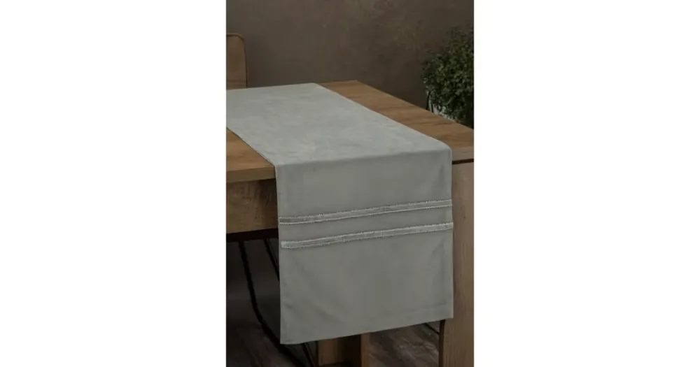 Sametový běhoun na stůl Glen 35 × 140 cm - šedý Vysoce Kvalitní