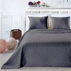 Tmavě šedý přehoz na postel - Elodie 220x240cm + 2 polštáře Akční Cena