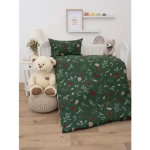 Super Cena Vánoční bavlněné povlečení Renforcé do postýlky - Cesmínové větvičky
