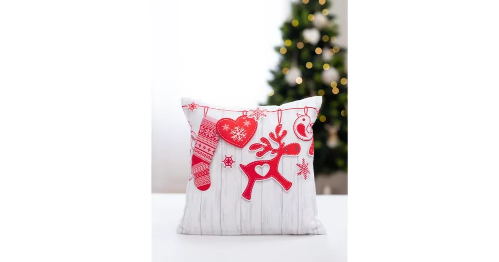 Vánoční povlak na polštář 40 × 40 cm - Červené Ozdoby Ihned K Objednání