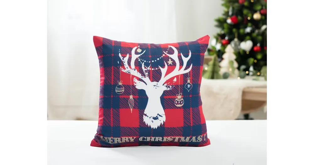 Vánoční povlak na polštář 40 × 40 cm - Jelen s baňkami Koupit Online