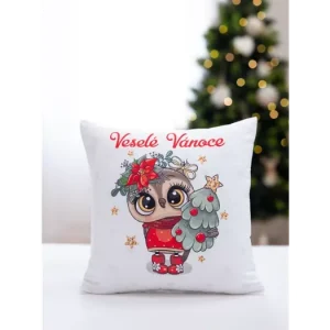 Originální Vánoční povlak na polštář 40 × 40 cm - Veselé Vánoce Sovičko