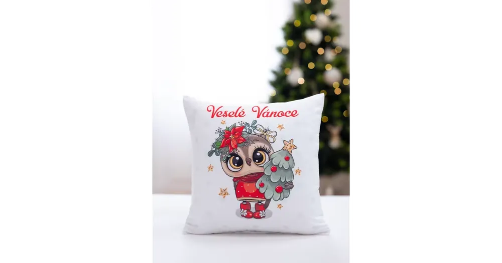 Originální Vánoční povlak na polštář 40 × 40 cm - Veselé Vánoce Sovičko