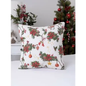 Autentický Vánoční povlak na polštář Cesmínové kouzlo - 40 × 40 cm