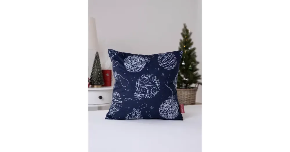 Dokud Zásoby Vydrží Vánoční povlak na polštář Velvet 40 × 40 cm - Vánoční baňky s ornamenty