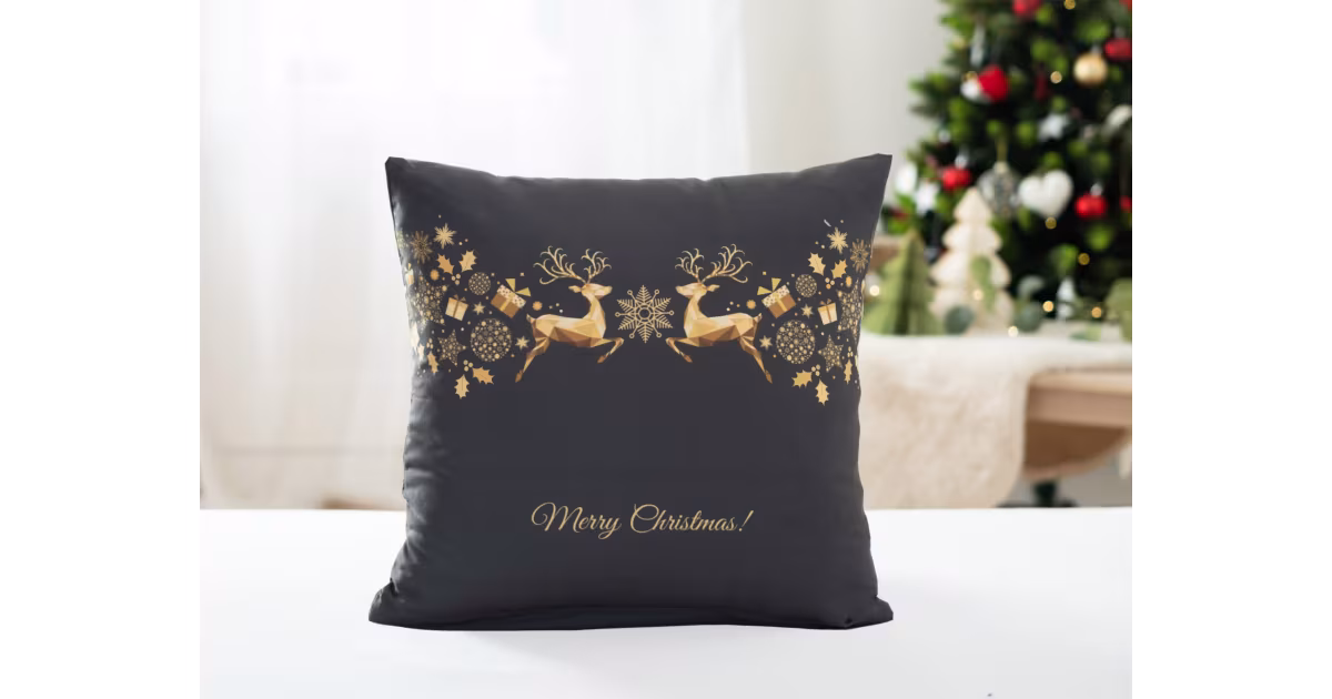 Koupit Online Vánoční povlak na polštářek 40 × 40 cm – Zlaté Vánoce