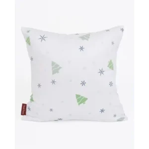 Nová Kolekce Vánoční povlak na polštářek Velvet 40 × 40 cm - Vločky a stromečky bílý