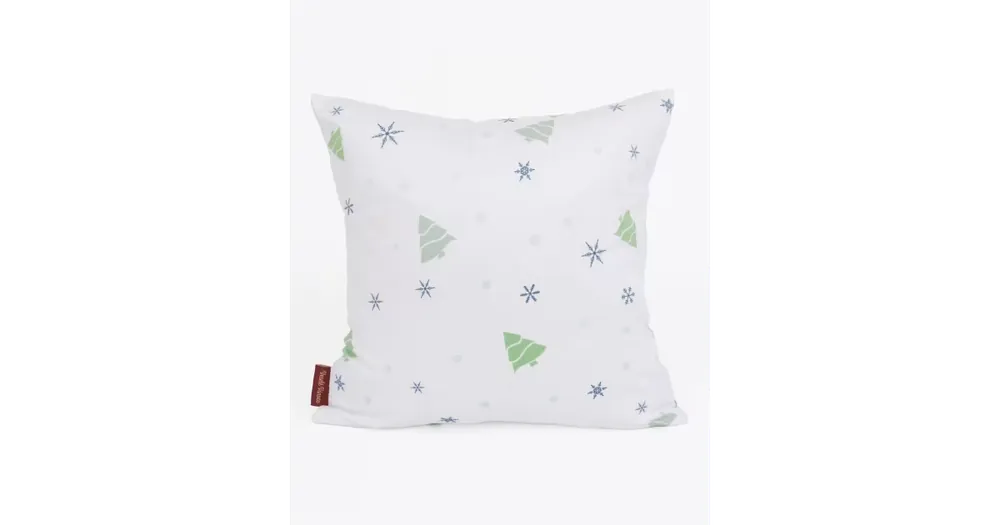 Nová Kolekce Vánoční povlak na polštářek Velvet 40 × 40 cm - Vločky a stromečky bílý