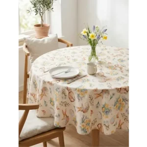 Velikonoční kulatý ubrus Ø 120 cm - Zajíčci béžový Must-Have
