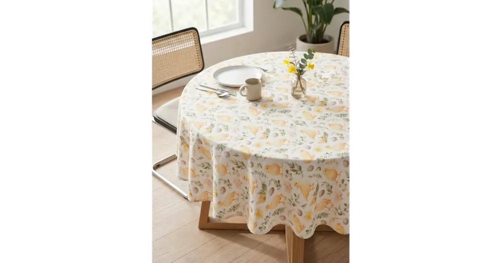 Velikonoční kulatý ubrus Ø 140 cm - Jarní líhnutí Rychlé Dodání