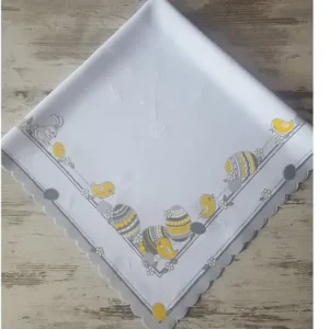 VELIKONOČNÍ UBRUS 90x90cm Kuřátka a kraslice, šedý Sezónní Sleva