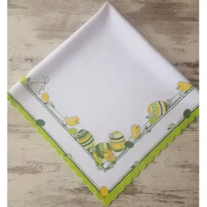 VELIKONOČNÍ UBRUS 90x90cm Kuřátka a kraslice, zelený Vrácení Zdarma