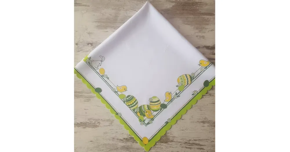 VELIKONOČNÍ UBRUS 90x90cm Kuřátka a kraslice, zelený Vrácení Zdarma