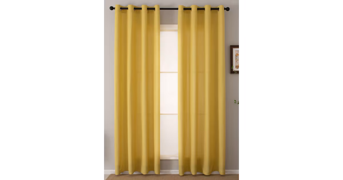 Koupit Online Závěsy Zara hořčicová – 140 × 160 cm (2 ks)