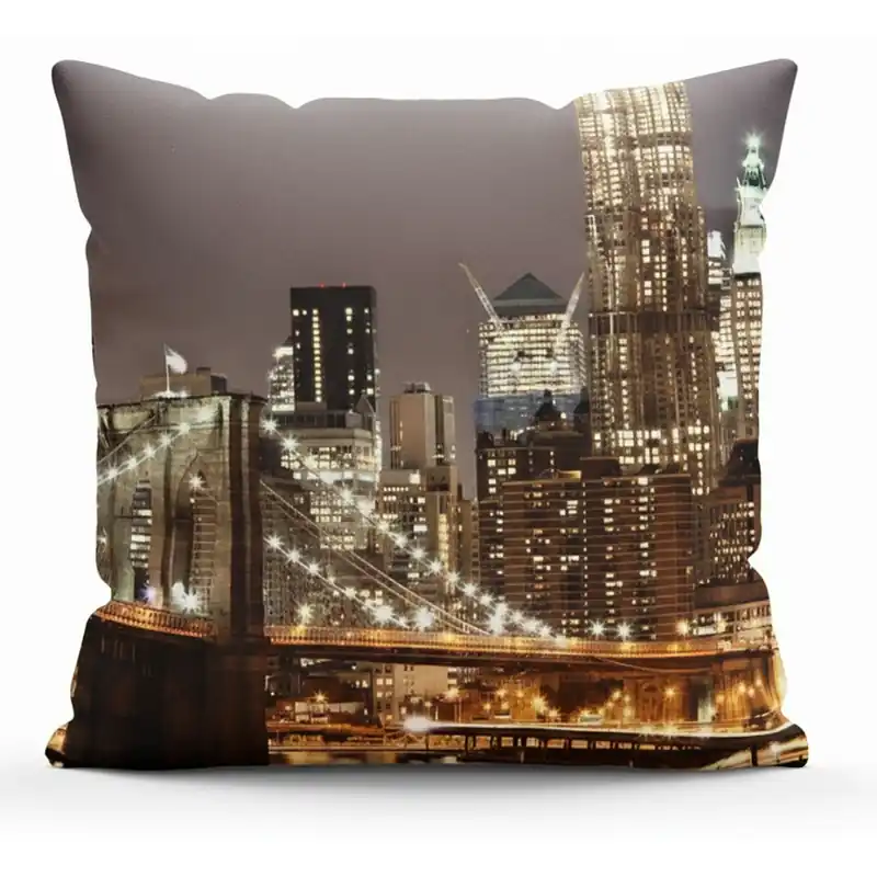 Bezpečná Platba Polštář BROOKLYN BRIDGE 40x40 cm fototisk newyorského mostu MyBestHome