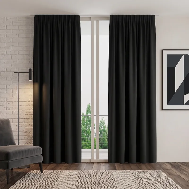 Autentický Dekorační závěs s řasící páskou 01 černá 160x250 cm (cena za 1 kus) MyBestHome
