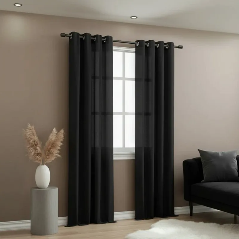 Super Cena Dekorační dlouhý jednobarevný závěs s kroužky EASY TOP černá 1x140x250 cm (cena za 1 kus) MyBestHome