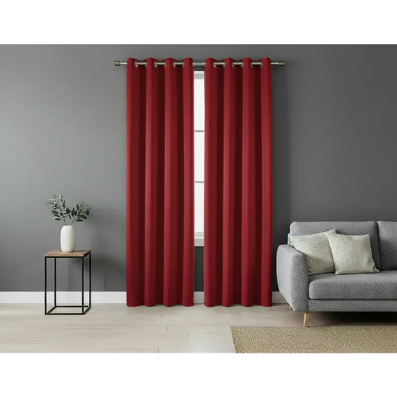Cenově Výhodný Zatemňovací závěs s kroužky "BLACKOUT" SIERRA 135x250 cm červená (cena za 1 kus) MyBestHome kod 359663